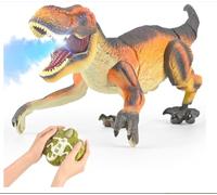 Jouet Dinosaure Télécommandé pour Enfants, 2.4 GHz T Rex Réaliste avec LED Pulvérisation, Marchent, Rugissent et Fonction Sensorielle,Cadeau de Dinosaure RC pour Garçons et Filles de 4-13 Ans (Brun)
