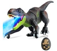 Jouet Dinosaure Télécommandé pour Enfants avec Pulvérisation, Marche, Rugit