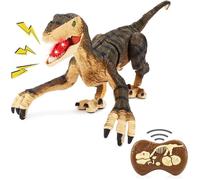Jouet Dinosaure télécommandé Rechargeable pour et Enfants, 5 Canaux 2.4G pour Garçon Filles, électroniques RC Vélociraptor de Marche