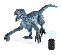 Jouet dinosaure télécommandé - ZGEER - Velociraptor - Son et lumières - Bleu