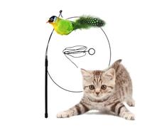 Jouet d'oiseaux pour chat, Jouet pour chat avec simulation d'oiseaux | Jeux à taquiner avec plumes naturelles chat | Remplacement interactif de la baguette pour chat avec cor