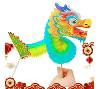 Jouet Dragon Chinois, marionnette Dragon en Papier,Guirlande de en Papier Chinois 3D Portable | Cadeaux de Dragon du Nouvel an Lunaire, Kits de marionnettes multifonctionnels de l'année du Drag