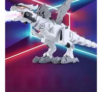 Jouet Dragon Robot Pulvérisateur de Brume Dinosaure à Marche électrique, Lumière et Son pour Enfants (White)
