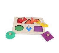 Jouet éducatif Assorti de Forme Géométrique pour Enfants, Puzzle de Blocs de Construction en Bois coloré, Matériau Sûr et Durable, Panneau Inférieur Inclus, Scène Applicable : Enfants D'âge