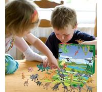 Jouet éducatif avec figurine de dinosaure et accessoires interactifs pour - Calendrier de l'Avent dinosaure | Calendrier de 24 jours pour les trois rois et Noël comme cadeau de Noël ou