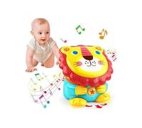 Jouet éducatif bébé Lion tambour musical interactif avec mélodies et voix enregistrée modes danse marche volume réglable 19x18 cm