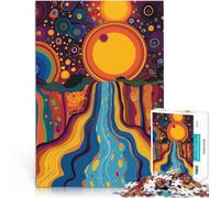 Jouet éducatif d'apprentissage Cascade Originale du Coucher de Soleil Puzzles de 1000 pièces pour Adolescents 26x38cm Une œuvre d'art Convient aux Personnes de Plus de 14 Ans