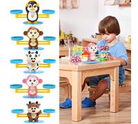 Jouet Éducatif De Maths Montessori, Équilibre Entre Personnages Et Chiffres, Jeu De Société, Jouets D'apprentissage, Échelle Balance Équilibrage En Numéro Numérique Et Animaux Singe Pingouin, Apprenti