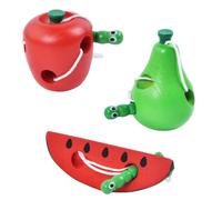 Jouet Éducatif En Bois Montessori Pour Enfants, Jouet Amusant, Ver, Manger Des Fruits, Pommes, Poires, Puzzle, Cadeau, Apprentissage Précoce