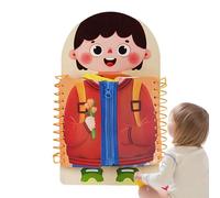 Jouet éducatif en bois - Planche de compétences de base de 40 cm, apprendre à fermer, à dentelle et à boucle | Tableau d'activités sensorielles pour garderie, voiture, jeu, maternelle, voyage, maison,