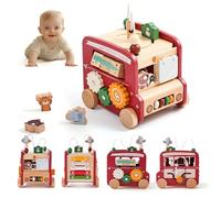 Jouet éducatif en bois pour tout-petits - Tri des formes et fonction push pull - Favorise le développement des compétences cognitives - Jouet interactif en bois pour correspondre les formes et la