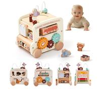 Jouet éducatif en bois pour tout-petits - Tri des formes et fonction push pull - Favorise le développement des compétences cognitives - Jouet interactif en bois pour correspondre les formes et la