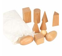 Jouet Éducatif Enfants Géométrie Solides Formes Cylindre Bloc Cube Ensemble de Solides en Bois avec Sac à Toucher pour Identifier et Associer les Figures Adapté aux Ateliers Ludiques Maternelle Maison