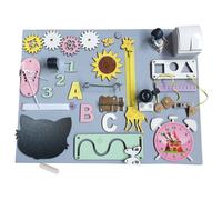 Jouet éducatif - MIA - Tableau d'activité sensoriel en bois - Gris - 3 ans et plus - Activités variées