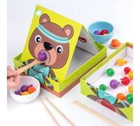 Jouet Éducatif Montessori Pour Enfant De 2 Ans Et Plus, Jeu De Simulation D'alimentation Pour Tout-Petits, Apprentissage De La Manipulation Avec Cuillère Et Baguettes