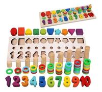 Jouet Éducatif - MONTESSORI - Puzzle en Bois - Chiffres Colorés - Anneaux - Multi-activités