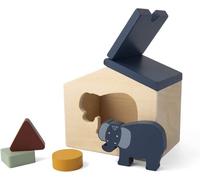 Jouet Éducatif - Mrs. Elephant - Maison en Bois - 3 Blocs Géométriques - Peintures Non Toxiques - 18 mois+