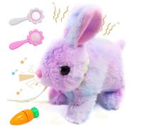 Jouet électrique en forme de lapin - Jouet interactif en forme de lapin de Pâques - Sons réalistes, oreilles vacillantes, nez qui tremble - 18 cm - Pour garçons et filles