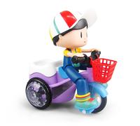 Jouet Électrique Rotatif À 360 Degrés Pour Enfants, Modèle De Voiture De Cascade Et Tricycle Avec Lumière Led, Figurine Musicale