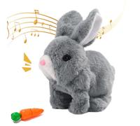 Jouet Électronique en Peluche, Lapin Réaliste Interactif avec Carotte, Jouets Peluche, Mon Lapins Réaliste, Jumping, Twitching, and Shaking Ears, Jouet Enfant (Gris)