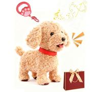 Jouet Électronique Interactif pour Chien, Robot Froplay avec Détection Tactile Et Imitation Vocale, Langue Et Mouvement de Léchage, Télécommande avec Laisse, pour Enfants Yellow