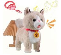 Jouet Électronique Interactif pour Chien, Robot Froplay avec Détection Tactile Et Imitation Vocale, Langue Et Mouvement de Léchage, Télécommande avec Laisse, pour Enfants Beige