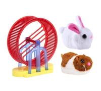 Jouet électronique pour animaux - Lapin interactif en peluche, modèle d'animal de compagnie, roue d'exercice amusante, compagnon de jeu alimenté par piles | Humeur, jouet interactif pour animaux de