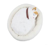 Jouet électronique réaliste en peluche douce avec mouvement de respiration pour décoration d'intérieur, bureau et utilisation interactive (chats à oreilles jaunes)