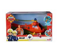 Simba - Sam Le Pompier - Hélicoptère Wallaby 1 - Fonctions Sonores et Lumineuses - 1 Figurine + Accessoires Inclus - Piles Incluses - Dès 3 Ans - 109251002038 Rouge