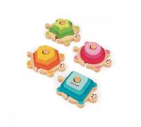 Janod – Jouet d'éveil en bois Tortues des Formes – 4 tortues empilables, 12 pièces, 18 mois-4 ans