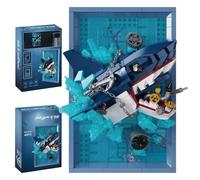 Jouet en bloc de construction en forme de requin, Décoration Murale ou de Table Unique, Jouet de décoration d'intérieur pour Adultes, Cadeau d'anniversaire Créatif pour Enfants et Adolescents