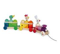 Jouet en bois 2 en 1 Janod Train géant multicolor Zigolos Jaune G