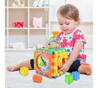Jouet en Bois 6-en-1 Multifonction Labyrinthe de Perles pour Enfant Jouet Educatif Interactif Cadeau pour Les Jeunes Enfants
