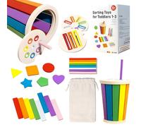 Jouet en Bois Bebe 1 2 an, Montessori Jouet à Partir de 1, 2, 3 Ans, Jeux de Tri Montessori, Jeux Educatif Enfant 2 Ans, Apprendre Couleurs et Formes, Cadeau Fille Garcon