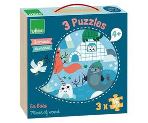 Jouet en Bois Coffret 3 puzzles Animaux du monde Vilac® - Puzzle en