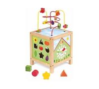 Jouet en Bois : Cube Multi-activités avec 5 supers activités pour bébé 25 x 25 x 49 cm - Set Jeu 1er Age avec Carte Offerte - nouveauté
