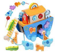Jouet en bois en forme d'arche de Noé avec trieur de formes d'animaux, cadeaux de baptême pour enfants de 1, 2, 3, 4 ans, jouets Montessori pour tout-petits, garçons et filles, bébés de 24 mois