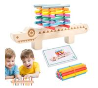 Jouet en Bois - Jeu de tri | Jouet éducatif coloré Assorti Maternelle Crocodile | 55 Cartes Double Face, Jeu de bâtons en Bois, Couleurs Vives, Amusant pour
