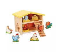 Janod – Jouet d'imitation enfant Mon Premier Poulailler – 9 poules et échelle – Bois FSC dès 18 mois