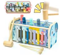 Jouet en Bois - Non spécifié - 3 en 1 - Xylophone - Jeu de Marteau - Labyrinthe