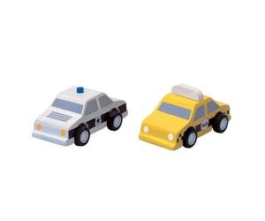 Jouet en bois Petites voitures Police & Yellow Cab PlanCity