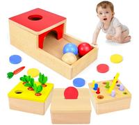 Jouet en bois pour bébé 4 en 1 - Jouet de motricité pour bébé de 6 mois - Jouet Montessori à partir de 1 an - Puzzle en bois pour enfants - Cadeau de Nouvel An
