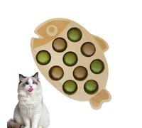 Jouet en bois pour chat avec base stable à 10 trous en forme de poisson | Arbre à chat avec boule d'herbe à chat pour appartement, sol, tapis, cage, canapé, balcon, terrasse, cour
