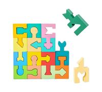 Jouet en bois pour l'apprentissage préscolaire : entraînement d'observation, croissance cognitive, formes extraterrestres plates, bois naturel, 16 pièces de 320 g, pour PEQ