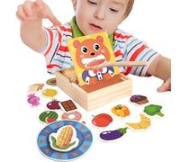 Jouet en Bois pour Nourrir Les Animaux - Ensemble De Jeux pour Les De 3+ Ans Jeu Éducatif Précoce, Puzzle Interactif avec 30 Aliments Assortis avec Boîte De Rangement | Développement Rea