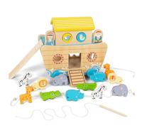 Jouet en bois pour tout-petits - Arche de Noé - Trieur de formes - Jouets Montessori - Cadeaux de baptême pour 3 garçons et filles