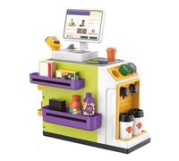 Jouet en bois - Stimule l'intelligence avec enregistreur scanner code, mini supermarché avec de l'argent | Comptoir de magasin jouet maternelle préscolaire