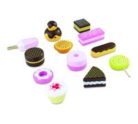 VILAC - Jouet en bois - Cuisine et marchande - Boîte 12 pâtisseries et friandises en bois, Ma jolie Pâtisserie - 8163, Bleu