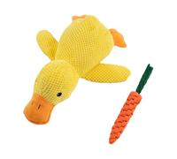 Jouet en forme de canard pour chien, jouet à mâcher en peluche indestructible avec son de charlatan réaliste, jouet interactif pour l'ennui, facile à nettoyer (avec carotte, taille M)