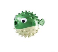 Jouet en forme de poisson rebondissant résistant aux fuites pour chiens qui libère des friandises progressivement tout en produisant du son pour encourager le jeu et l'exercice (vert)